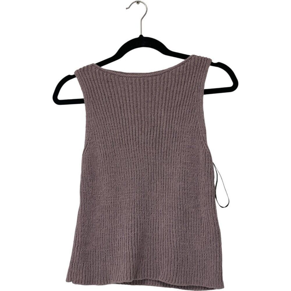 Massimo Dutti Womens Sweater Top M Purple Chunky Knit Cotton 5755/510 NWT